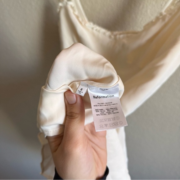 Reformation Elegant Cream Mini Dress Ruffles Bridal Spring Feminine Minimalist - Picture 7 of 10